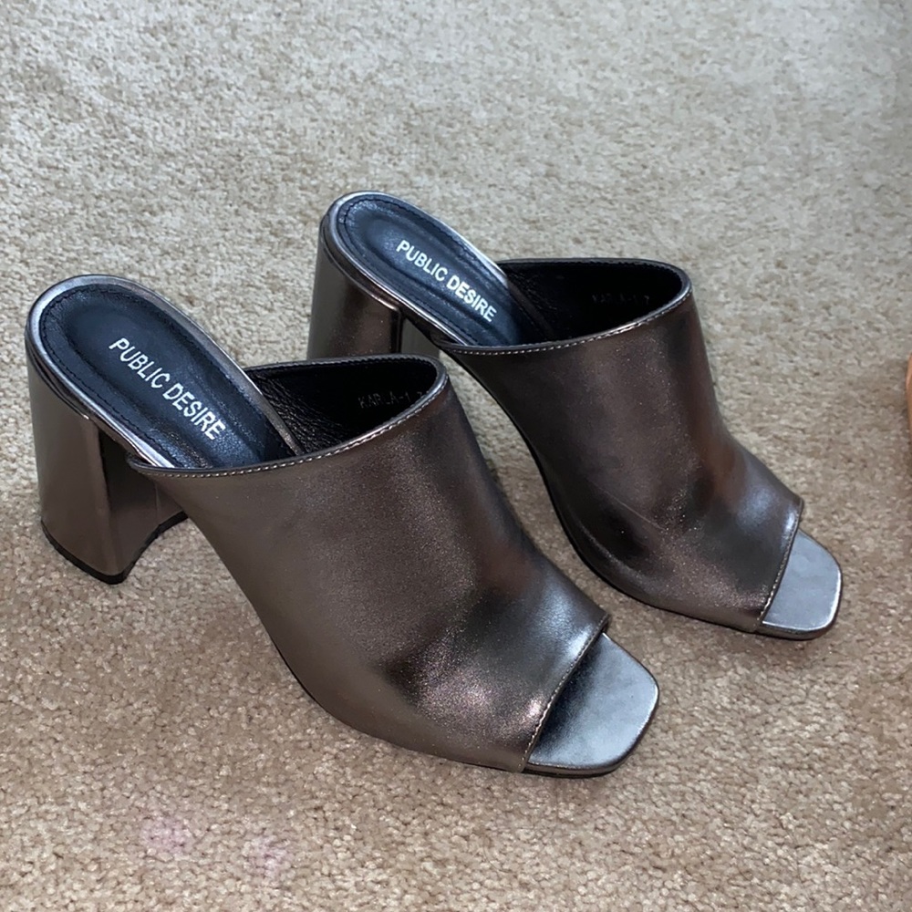 Public desire metallic mule size US9